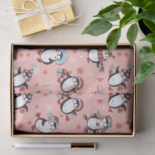 Festive Winter Christmas Penguins Tissue Paper