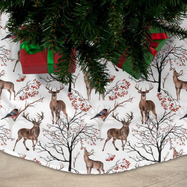 Festive Winter Deer Woodland Pattern Christmas Brushed Polyester Tree Skirt (Creator Uploaded)