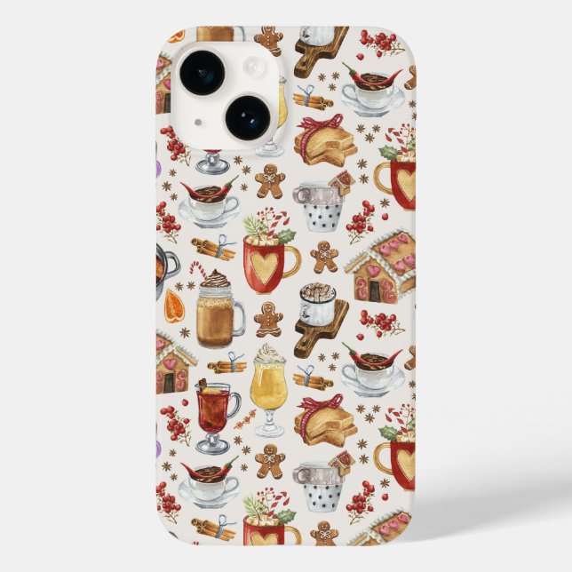 Festive Winter Drinks and Desserts Case-Mate iPhone Case (Back)