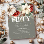 Festive Winter Florals 50th Birthday Invitation<br><div class="desc">This gorgeous festive floral 50th birthday invitation is perfect if you having a birthday celebration during the winter months. Design features a chic sage green background decorated with gorgeous tradiational red and ivory winter florals and other christmas botanical foliage, faux gold confetti and an elegant birthday party template that is...</div>