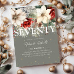Festive Winter Florals 70th Birthday Invitation<br><div class="desc">This gorgeous festive floral 70th birthday invitation is perfect if you having a birthday celebration during the winter months. Design features a chic sage green background decorated with gorgeous tradiational red and ivory winter florals and other christmas botanical foliage, faux gold confetti and an elegant birthday party template that is...</div>