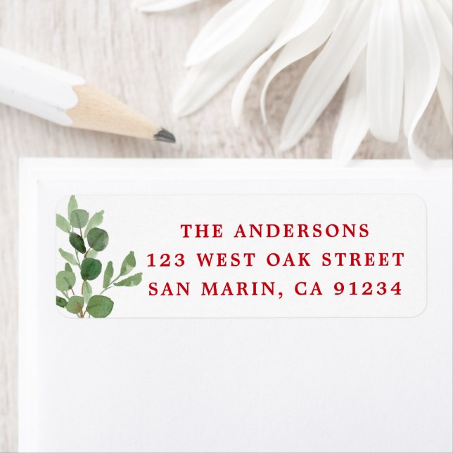 Festive Winter Greenery Botanical Classic Holiday Return Address Label (Insitu)