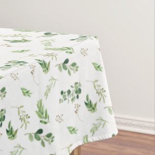 Festive Winter Greenery Foliage Botanicals Holiday Tablecloth