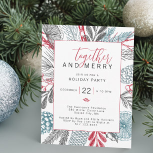 Festive Winter Greenery Holiday Party Invitation