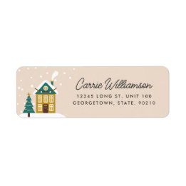 Festive Winter Holiday House Return Address label
