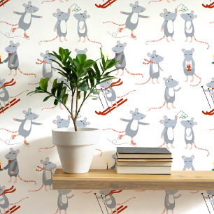 Festive Winter Holiday Mice Wallpaper