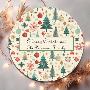 Festive Winter Holidays Pattern Classic Round Sticker