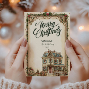 Festive Winter House Christmas Celebration Holiday Card