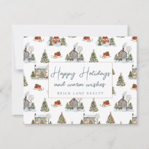 Festive Winter Houses Happy Holidays Realty   Holiday Card