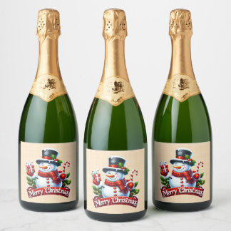 Festive Winter Joy Sparkling Wine Label