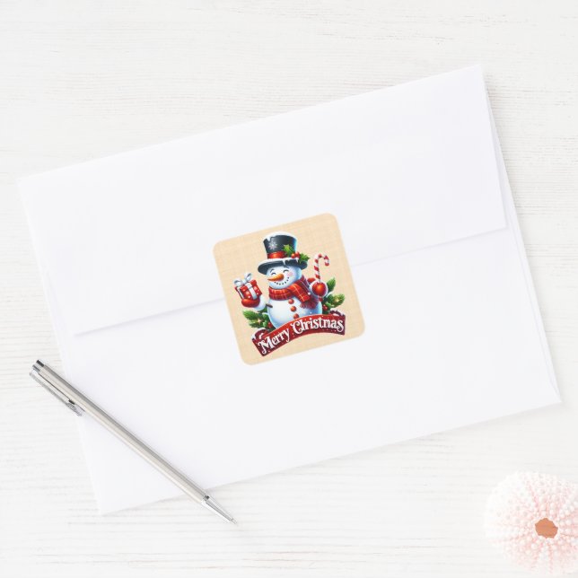 Festive Winter Joy Square Sticker (Envelope)