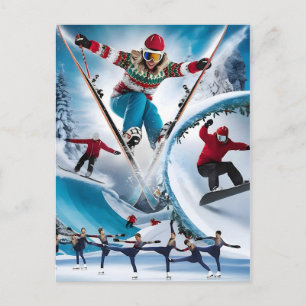 Festive Winter Olympics Holiday Cheer Awaits Postcard