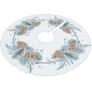 Festive Winter Pine and Evergreens Brushed Polyester Tree Skirt