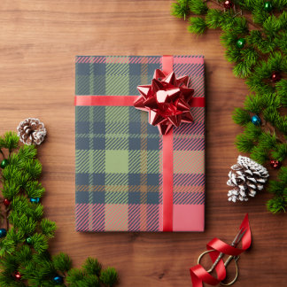 Festive Winter Plaid Christmas Wrapping Paper Dark