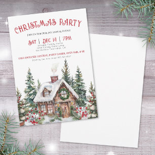Festive Winter Red Christmas Holiday Party Invitation