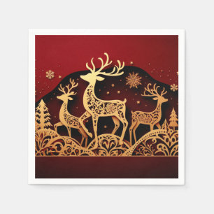 Festive Winter Reindeer – Ornate Forest Napkin