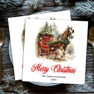Festive winter scene napkin traditional holiday 