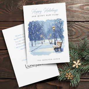 Festive Winter Scene Your Logo Business Holiday Card
