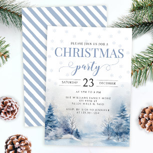 Festive winter snow Christmas party invitation
