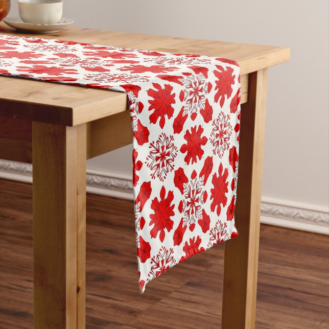 Festive Winter Snowflakes For Holiday Short Table Runner (In Situ)