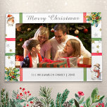 Festive Winter Snowman Holly Robin Merry Christmas Magnetic Frame<br><div class="desc">This magnetic frame is ideal for displaying a favourite festive photo. The frame is adorned with seasonal pictures of a robin, snowman, red and green ribbon, faux gold and silver stars, and sprigs of holly, on a snow white background. The greeting 'Merry Christmas' sits across the top in elegant script...</div>