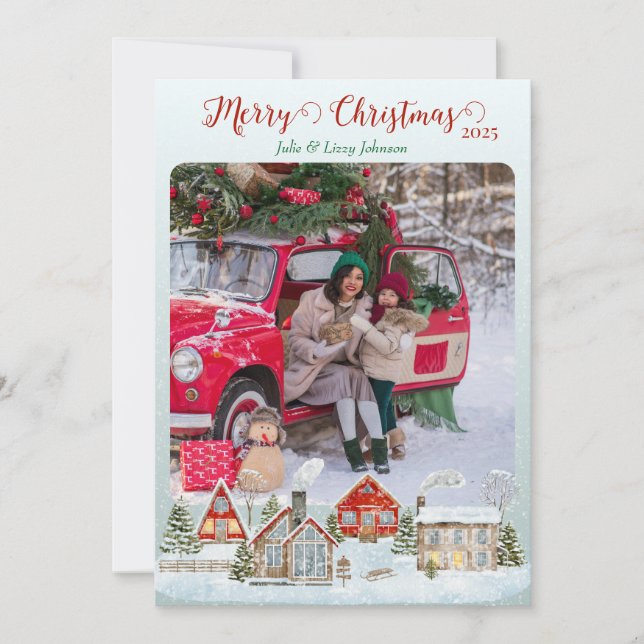 Festive Winter Village Christmas Card (Front)