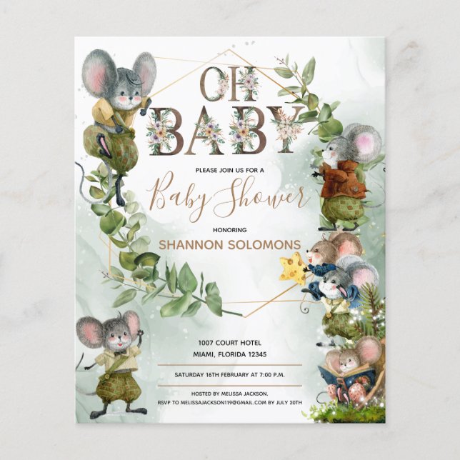 Festive Winter Wild Mice Baby Shower Invitation (Front)