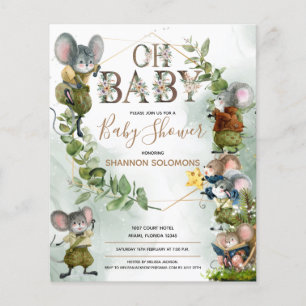 Festive Winter Wild Mice Baby Shower Invitation
