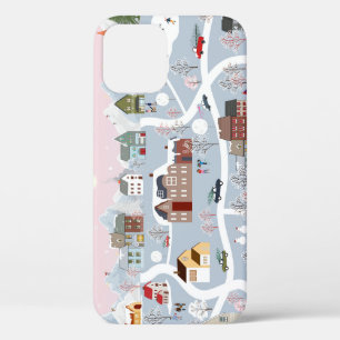 Festive Winter Wonderland: Nighttime Cityscape iPhone 12 Case