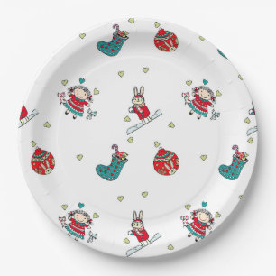 Festive winter wonderland pattern paper plate