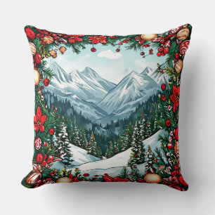 Festive Winter Wonderland Scene Cushion