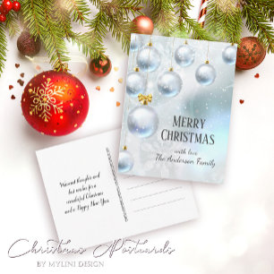 Festive Winter Wonderland Silver Balls Christmas Postcard