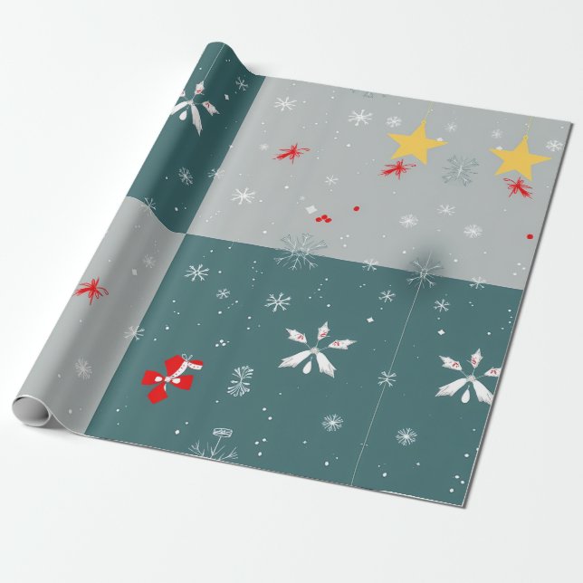 Festive Winter Wonderland Wrapping Paper (Unrolled)