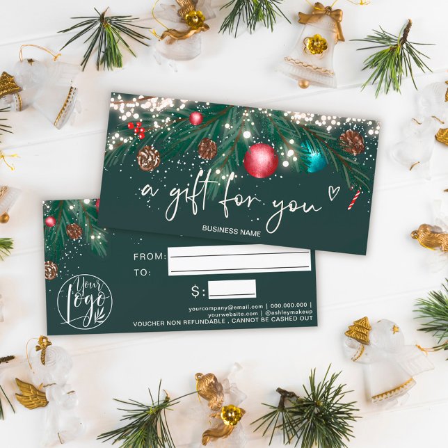 Festive winter wreath logo gift certificate (Creator Uploaded)