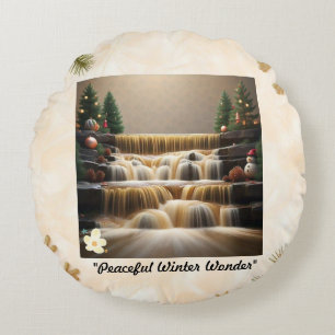 "Festive Winter's Delight" Round Cushion