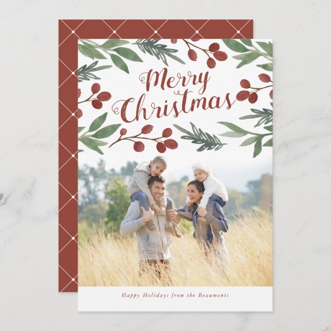 Festive Wishes, Christmas Photo Card (Front/Back)