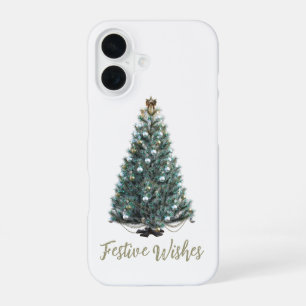 Festive Wishes. Christmas tree design iPhone 16 Case