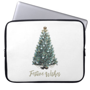 Festive Wishes. Christmas tree design Laptop Sleeve