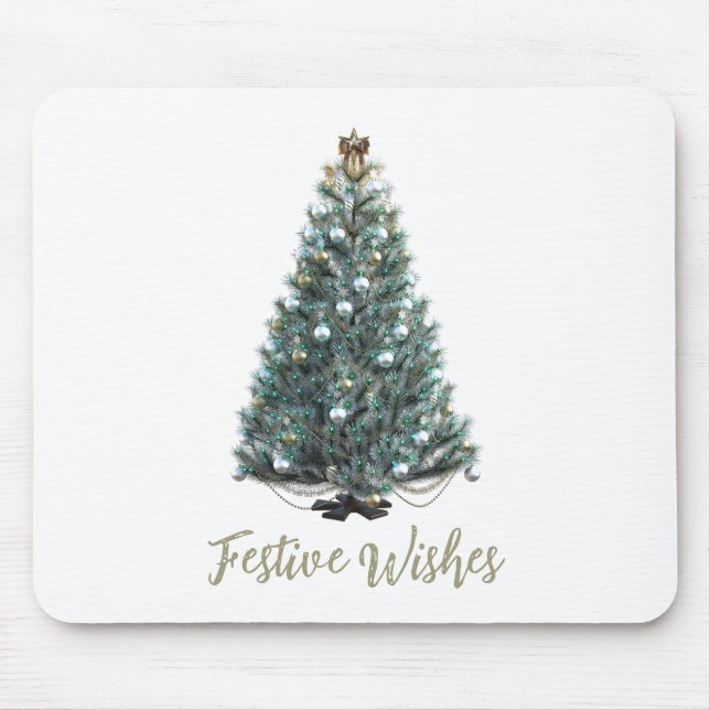Festive Wishes. Christmas tree design Mouse Pad (Front)
