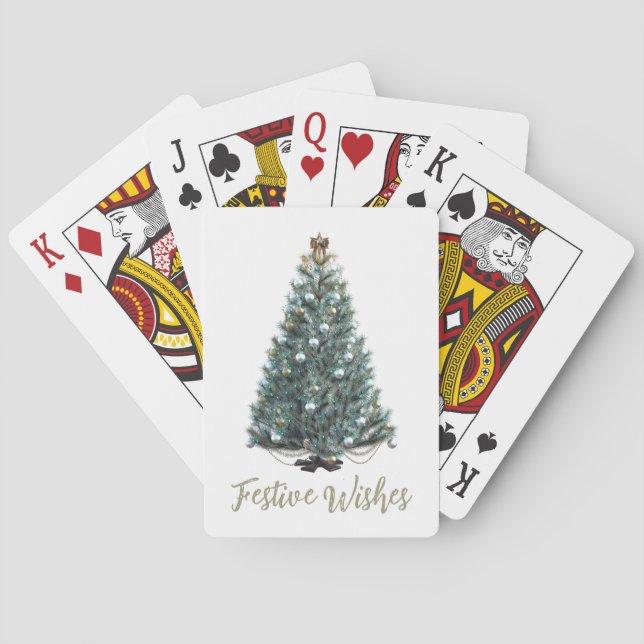 Festive Wishes. Christmas tree design Playing Cards (Back)
