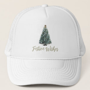 Festive Wishes. Christmas tree design Trucker Hat