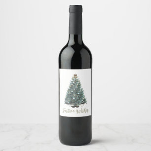 Festive Wishes. Christmas tree design Wine Label