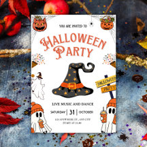 Festive Witch Hat & Ghosts Halloween Party