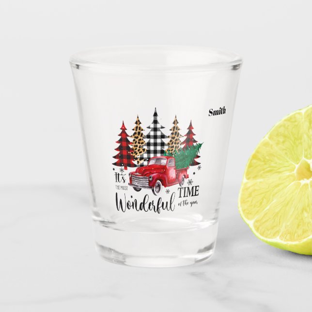 Festive wonderful time shot glass (Front)