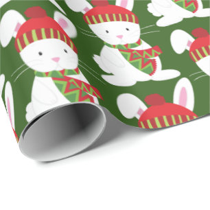 Festive Woodland Christmas bunny party wrap Wrapping Paper