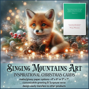 Festive Woodland Fox With Bible Verse Christmas Holiday Card