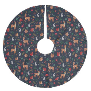 Festive Woodland Friends Dark Blue Tree Skirt