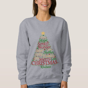 Festive Word Art Christmas Tree Peace Hope Joy Sweatshirt