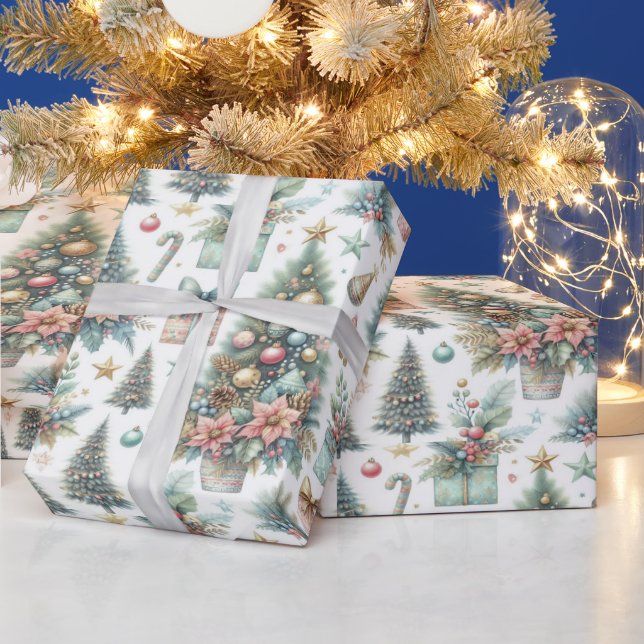 Festive wrapping paper with ornaments (Holidays)