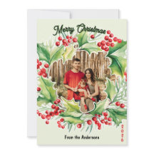 Festive Wreath 3 Photo Christmas Card